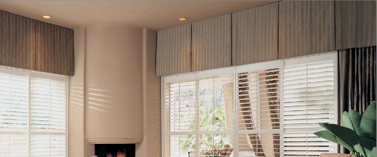 Top Treatment over Heritance® Hardwood Shutters